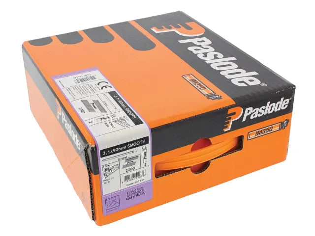 Paslode 3.1 x 90mm IM350 Smooth Nails Galv-Plus® Finish Box of 2200 + 2 Fuel Cells