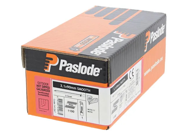 Paslode 3.1 x 90mm 350+ Smooth Nails HD Galvanised Finish Box of 1100 + 1 Fuel Cell