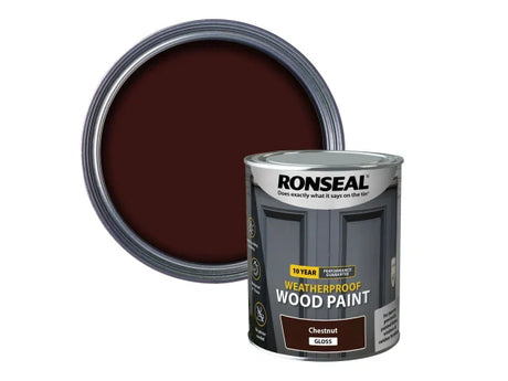 Ronseal 10 Year Weatherproof Wood Paint Dark Oak Gloss 750ml