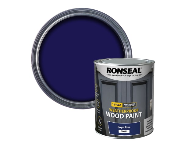 Ronseal 10 Year Weatherproof Wood Paint Royal Blue Satin 750ml