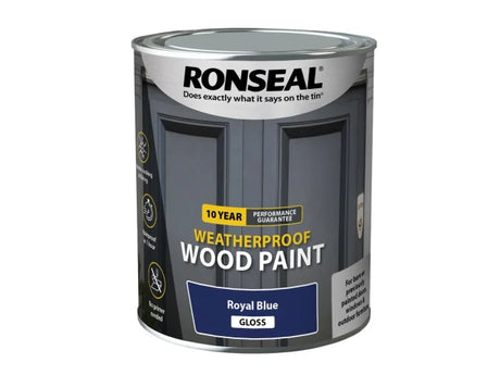 Ronseal 10 Year Weatherproof Wood Paint Royal Blue Gloss 750ml