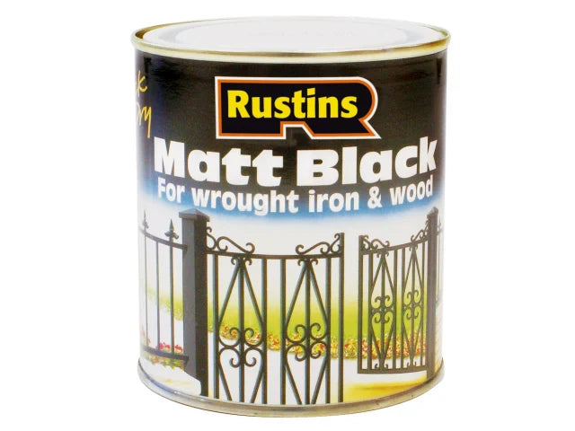 Rustins Matt Black Paint Quick Drying 500ml