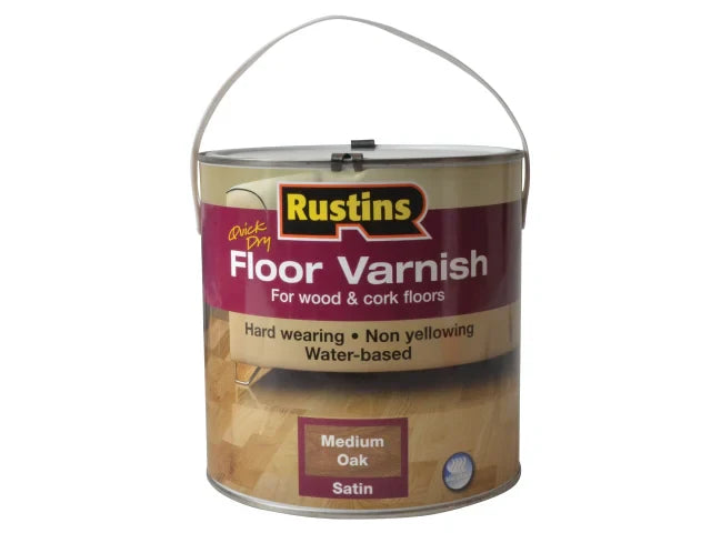 Rustins Quick Dry Coloured Floor Varnish Medium Oak 2.5 litre