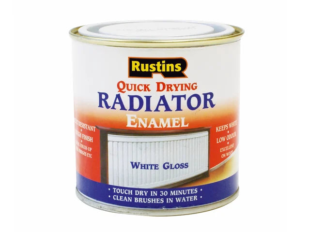 Rustins Quick Dry Radiator Enamel Paint Gloss White 250ml