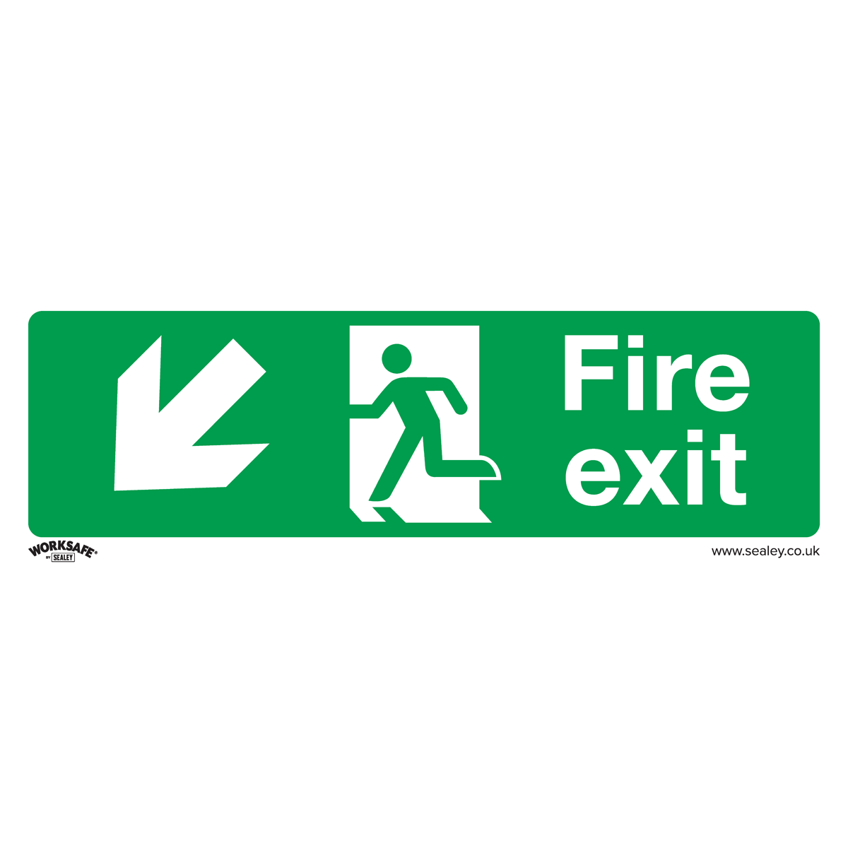 Sealey Safe Conditions Safety Sign - Fire Exit (Down Left) - Self-Adhesive Vinyl - Pack of 10