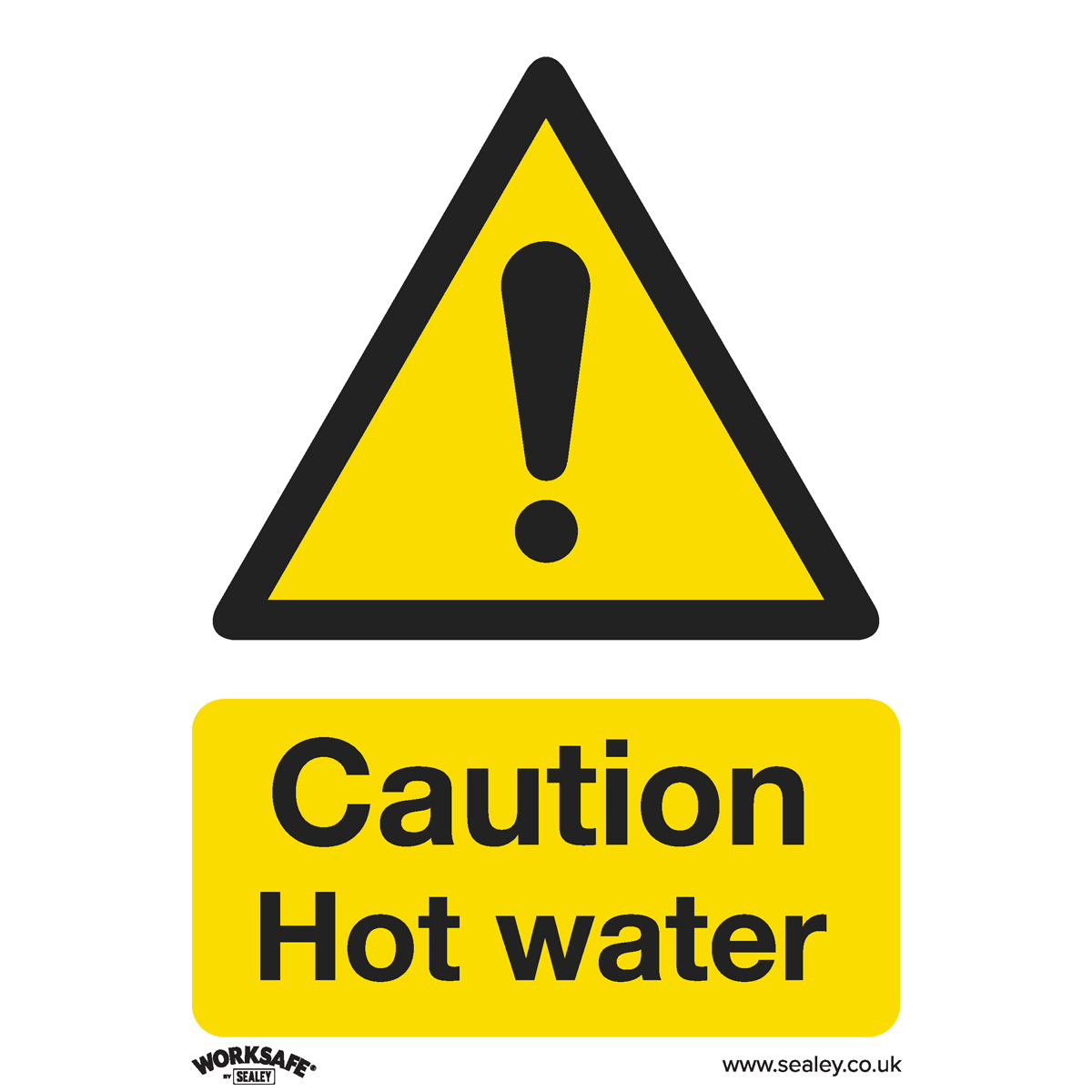 Sealey Warning Safety Sign - Caution Hot Water - Self-Adhesive Vinyl - Pack of 10