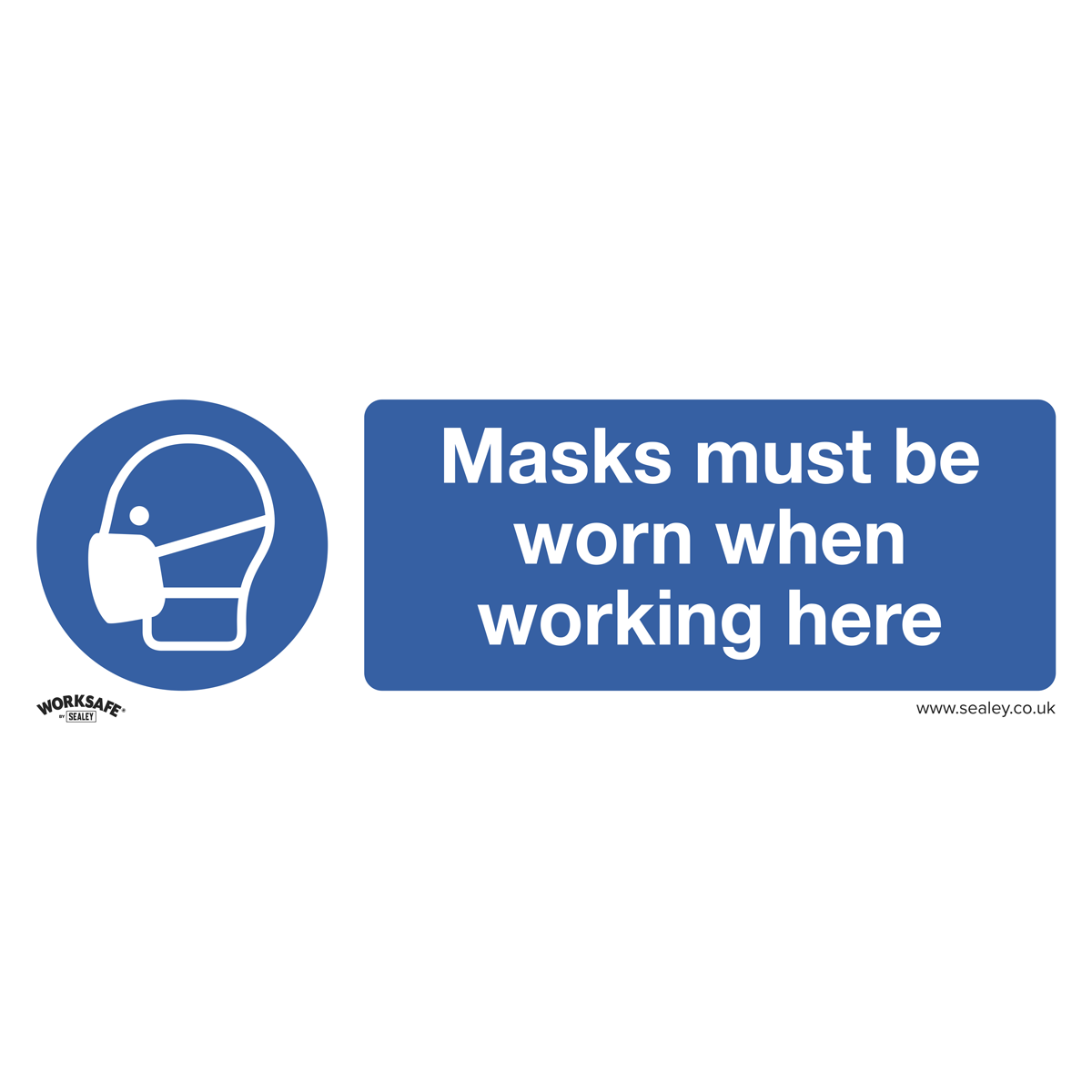 Sealey Mandatory Safety Sign - Masks Must Be Worn - Self-Adhesive Vinyl