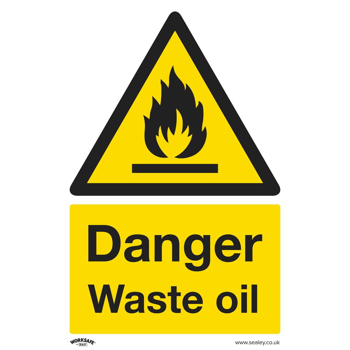 Sealey Warning Safety Sign - Danger Waste Oil - Self-Adhesive Vinyl - Pack of 10