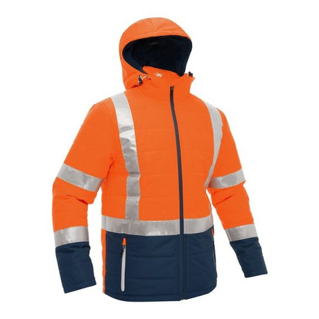 Bisley Taped Two Tone Hi-Vis Puffer Jacket #colour_orange-navy