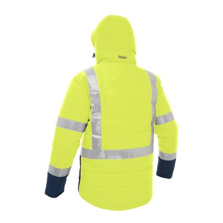 Bisley Taped Two Tone Hi-Vis Puffer Jacket #colour_yellow-navy