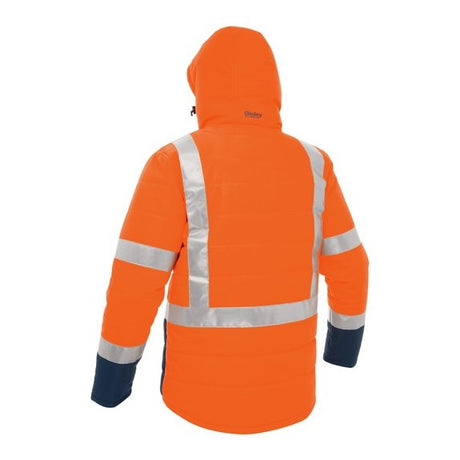 Bisley Taped Two Tone Hi-Vis Puffer Jacket #colour_orange-navy