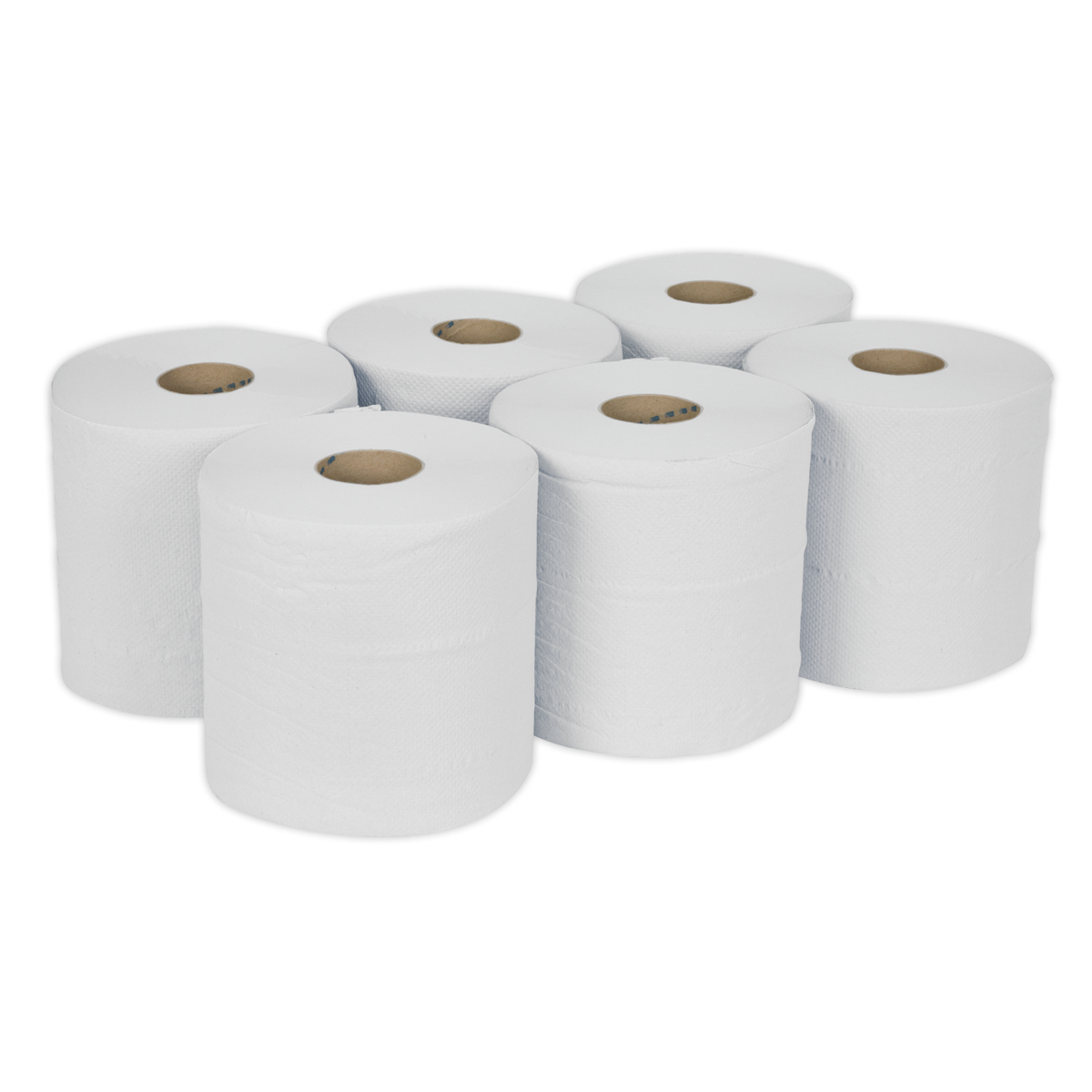 Sealey Paper Roll White 2-Ply Embossed 150m Pack of 6