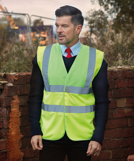 Yoko Hi-Vis 2-Band-And-Braces Waistcoat - Black Yoke/Yellow