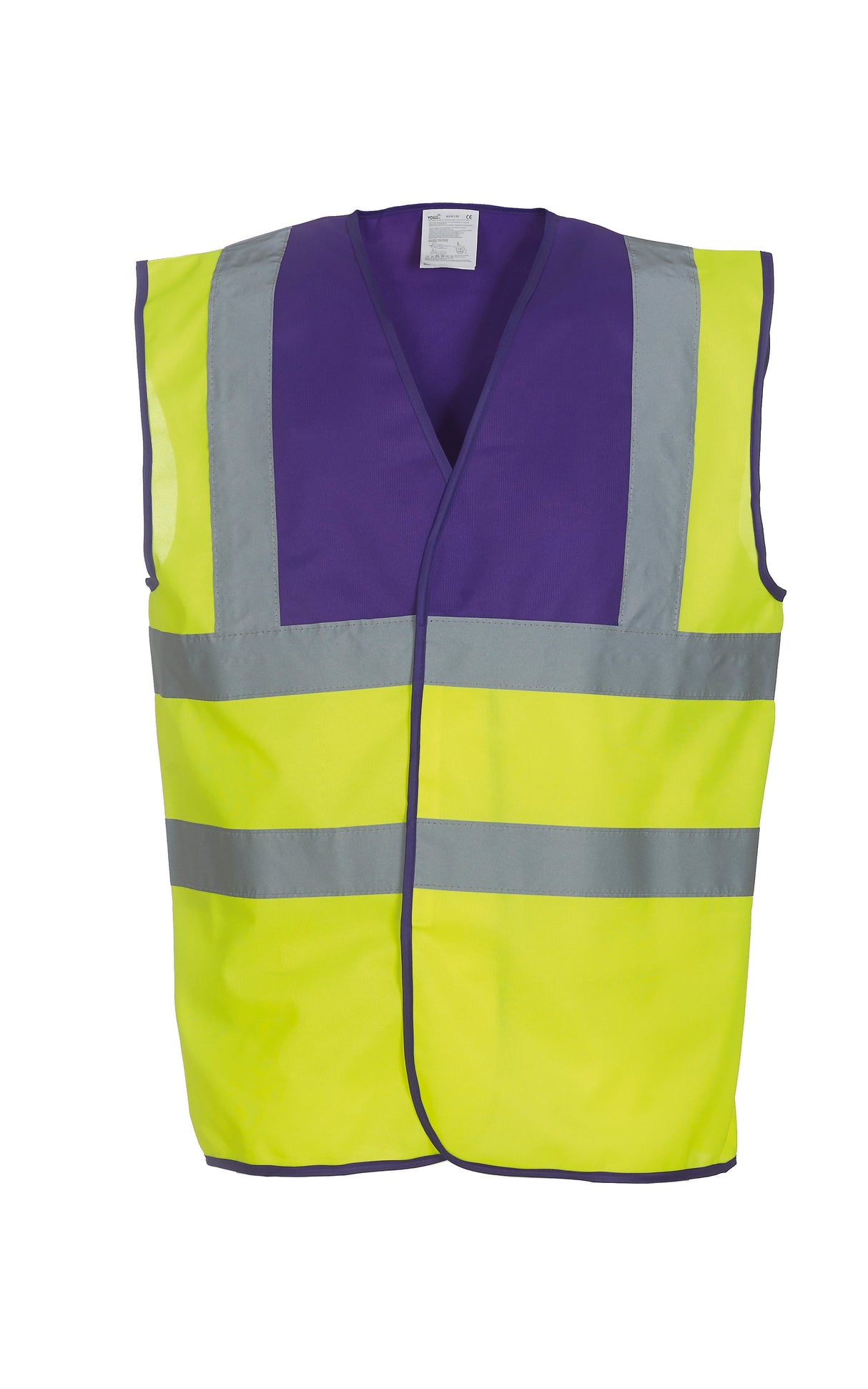 Yoko Hi-Vis 2-Band-And-Braces Waistcoat - Purple Yoke/Yellow