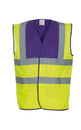 Yoko Hi-Vis 2-Band-And-Braces Waistcoat - Purple Yoke/Yellow