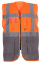 Yoko Multifunctional Executive Hi-Vis Waistcoat - Orange/Grey