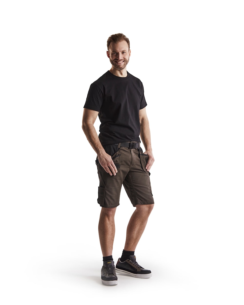 Blaklader Service Shorts with Nailpockets 1494 #colour_dark-olive-green-black