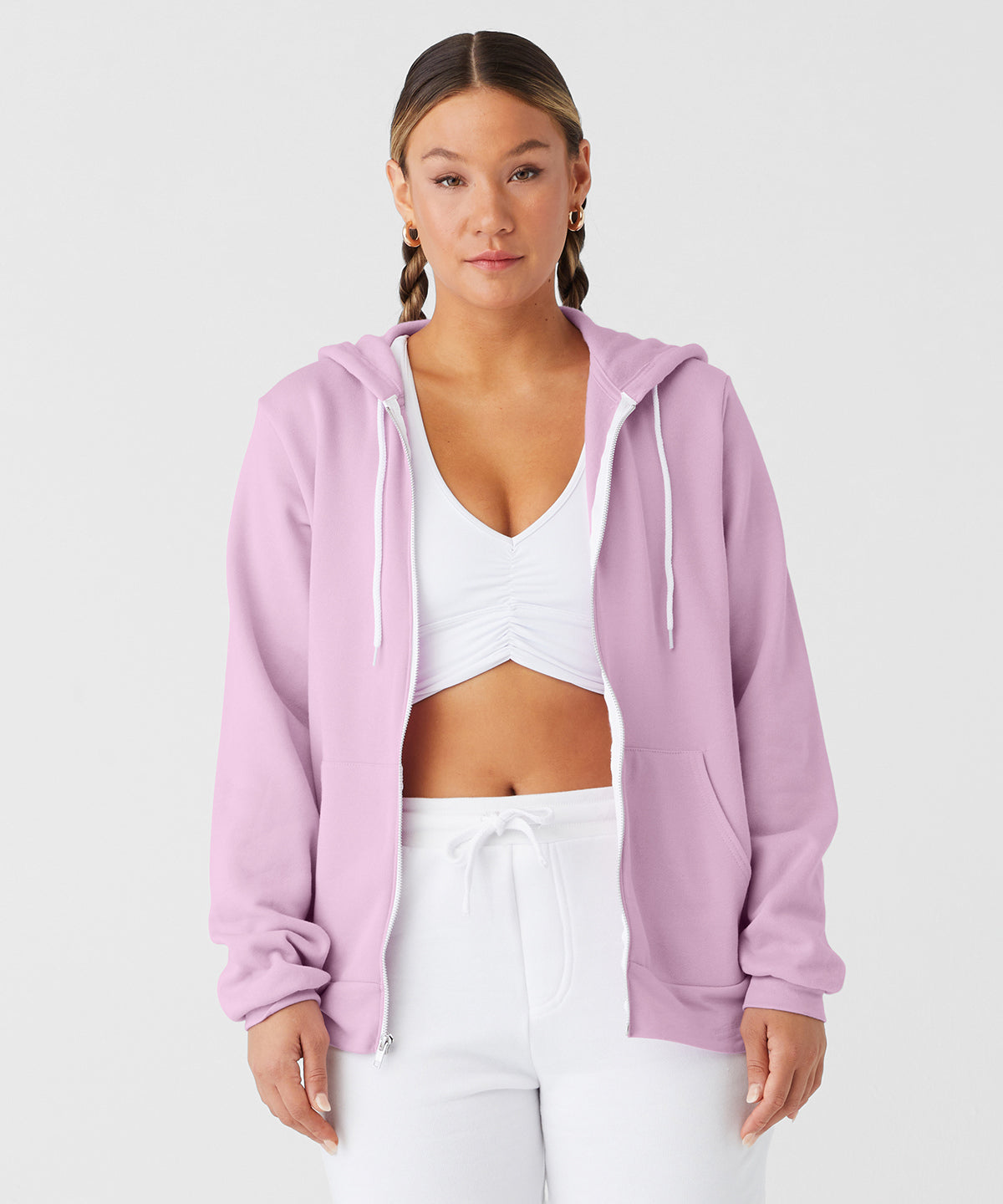 Bella Canvas Unisex Polycotton Fleece Full-Zip Hoodie - Lilac