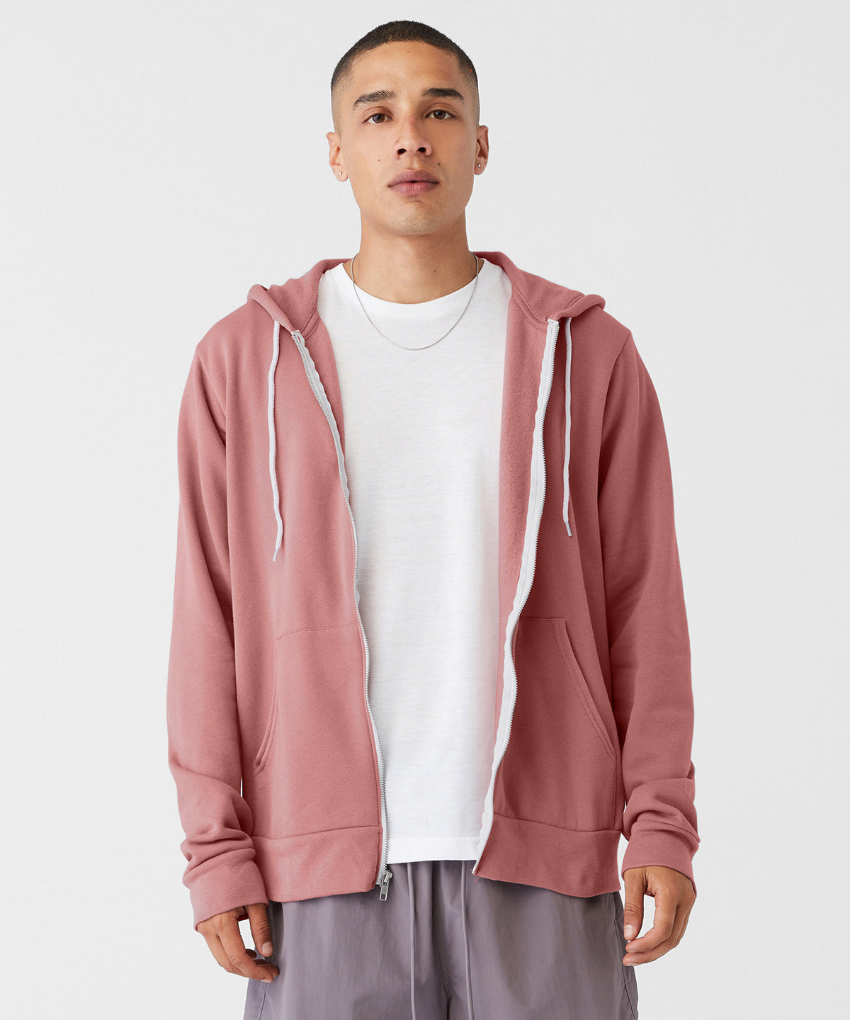 Bella Canvas Unisex Polycotton Fleece Full-Zip Hoodie - Mauve