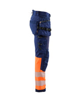 Blaklader Softshell Hi-Vis Trousers 1821 #colour_navy-blue-orange