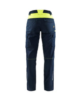 Blaklader Women's Industry Trousers Stretch 7144 #colour_dark-navy-blue-hi-vis-yellow