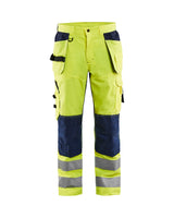 Blaklader Ventilated Hi-Vis Trousers 1565 #colour_hi-vis-yellow-navy-blue