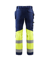 Blaklader Hi-Vis Trousers with Stretch 1558 - Navy Blue/Hi-Vis Yellow