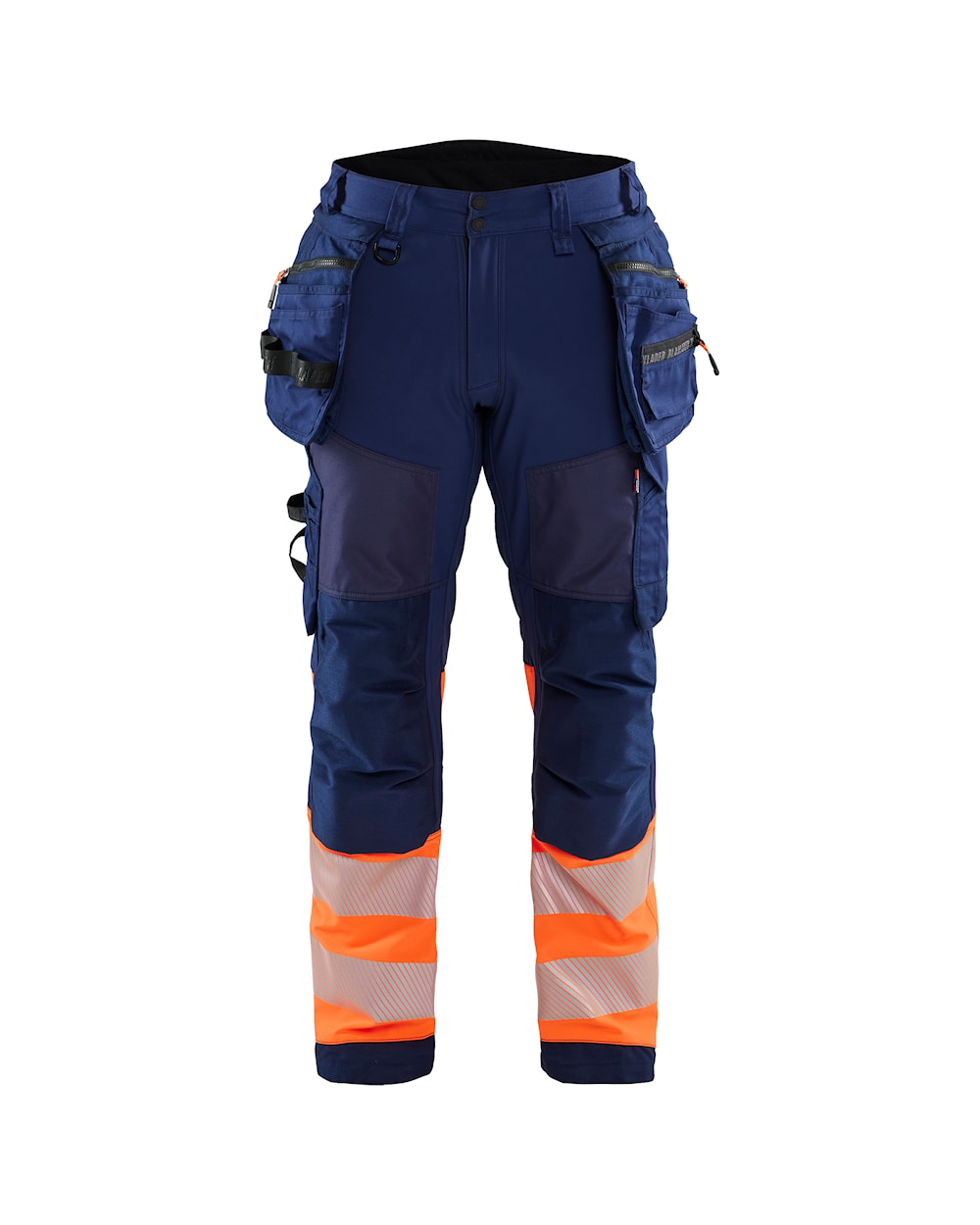 Blaklader Softshell Hi-Vis Trousers 1821 #colour_navy-blue-orange