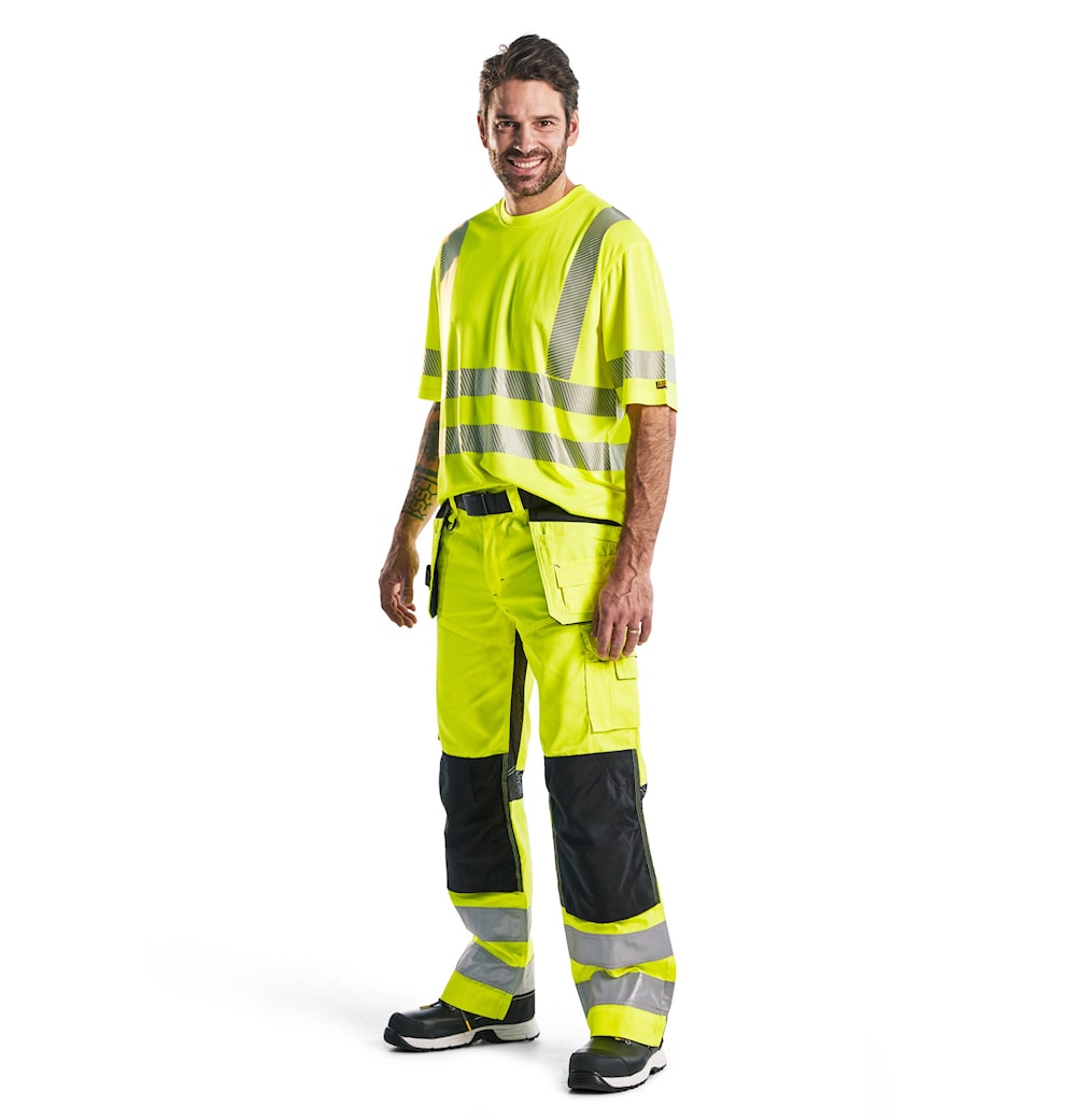 Blaklader Ventilated Hi-Vis Trousers 1565 #colour_hi-vis-yellow-black