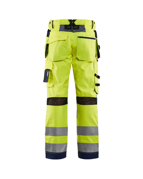 Blaklader Ventilated Hi-Vis Trousers 1565 #colour_hi-vis-yellow-navy-blue