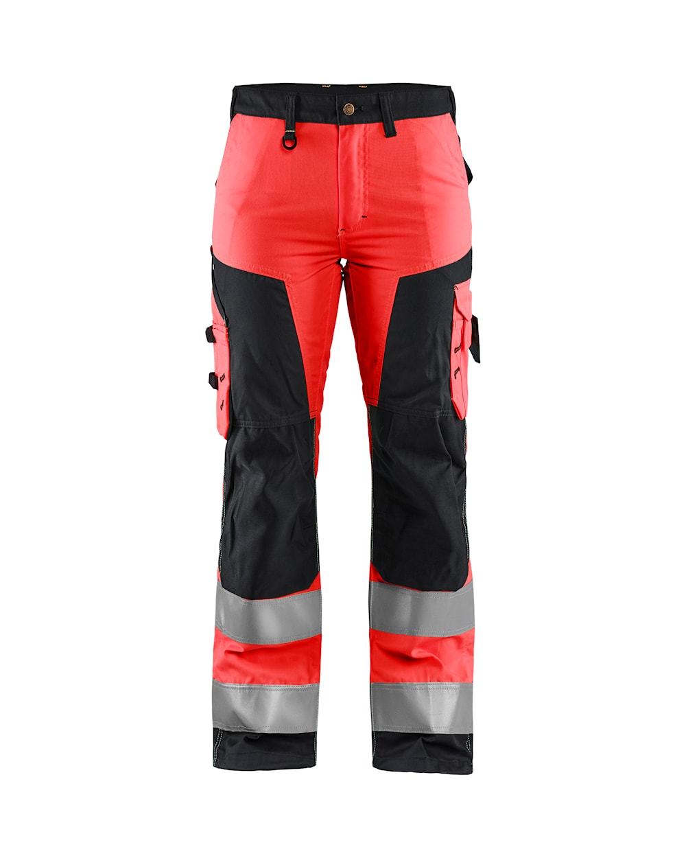 Blaklader Women's Hi-Vis Trousers without Nail Pockets 7155 #colour_red-hi-vis-black