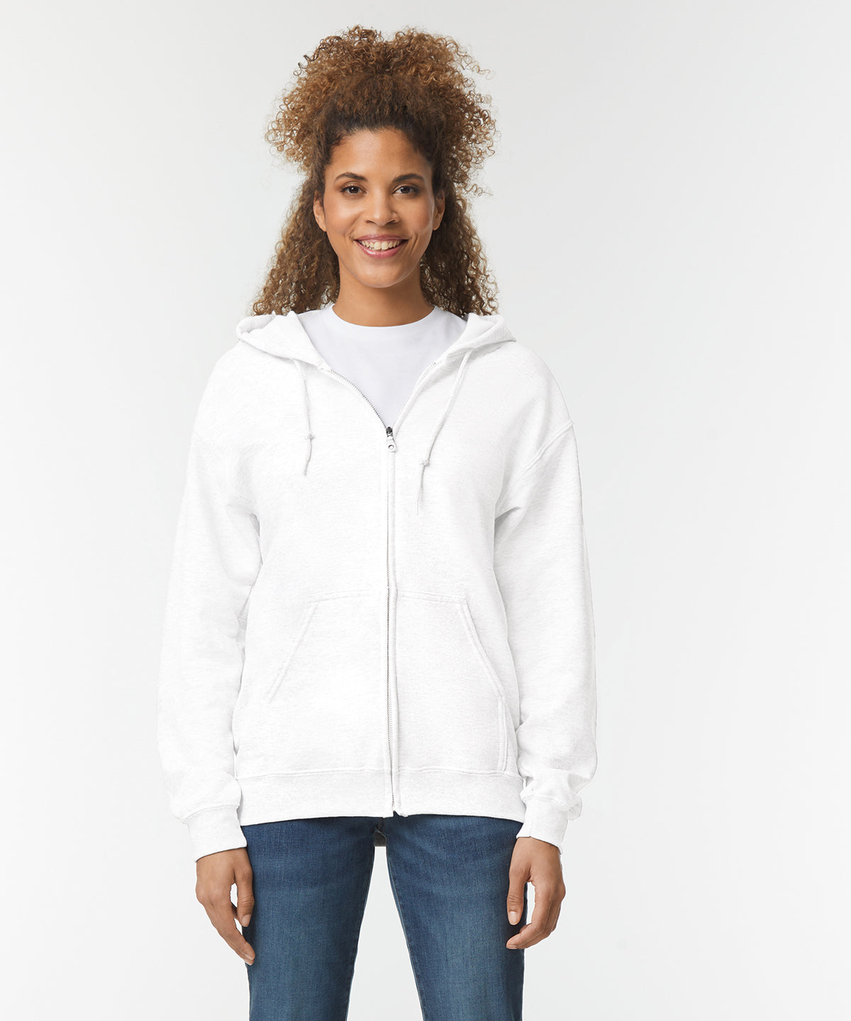 Gildan Heavy Blend Full Zip Hooded Sweatshirt - White