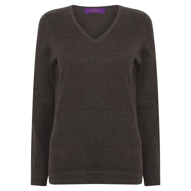 Henbury Women's 12 Gauge V-Neck Jumper