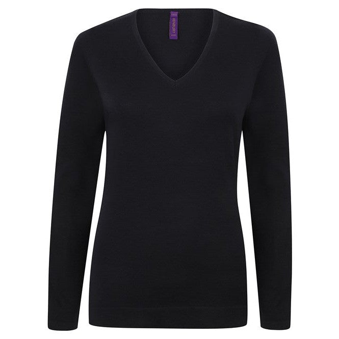 Henbury Women's 12 Gauge V-Neck Jumper