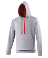 Awdis Just Hoods Varsity Hoodie - Heather Grey/Fire Red*