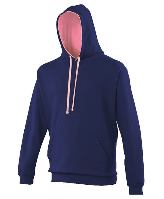 Awdis Just Hoods Varsity Hoodie - Oxford Navy/Candyfloss Pink