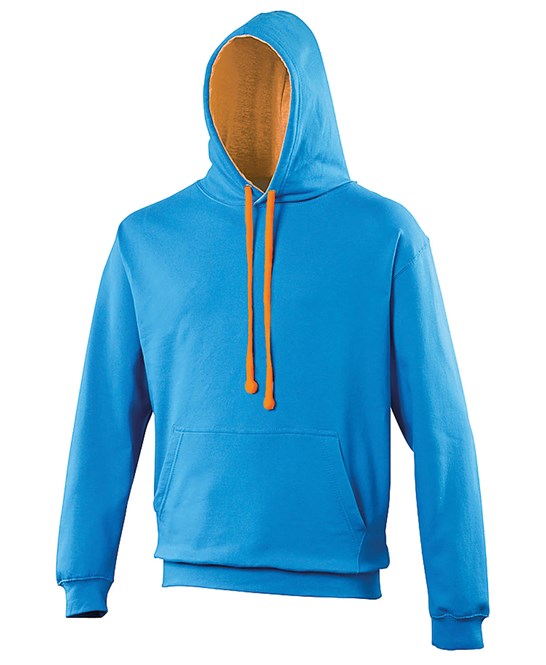 Awdis Just Hoods Varsity Hoodie - Sapphire Blue/Orange Crush*