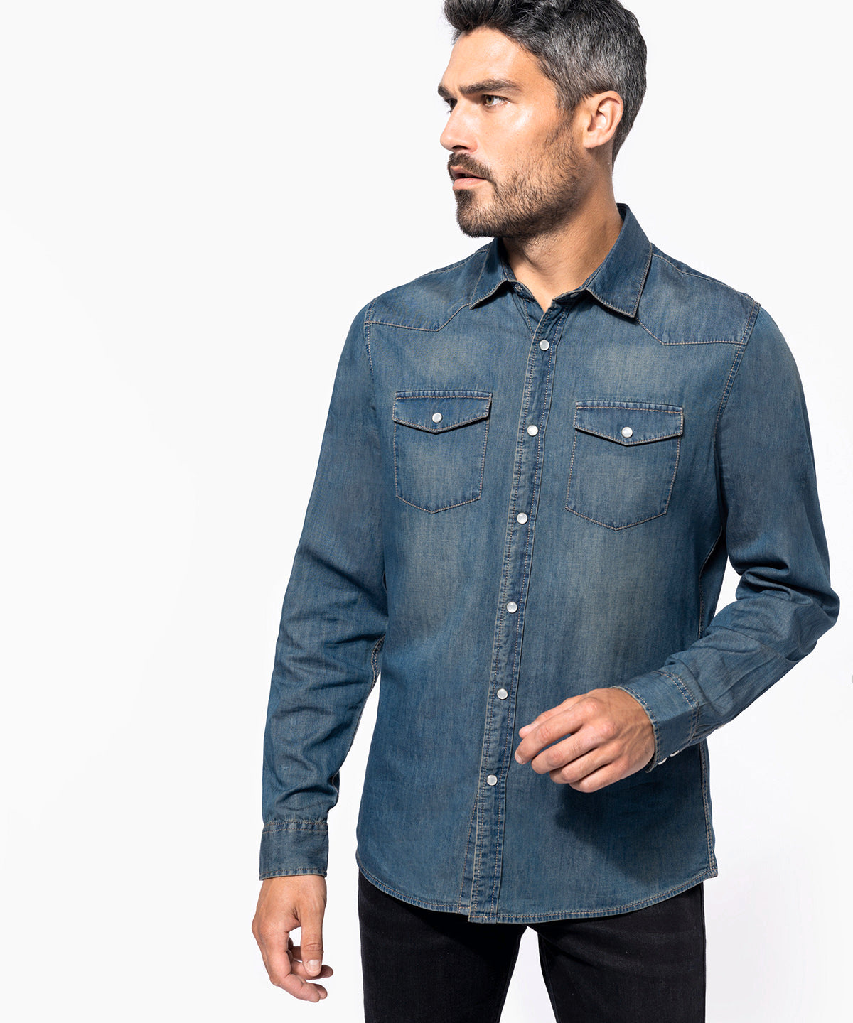 Kariban Men's Long-Sleeved Denim Shirt