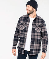 Kariban Sherpa-Lined Checked Shirt Jacket