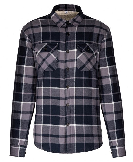 Kariban Sherpa-Lined Checked Shirt Jacket