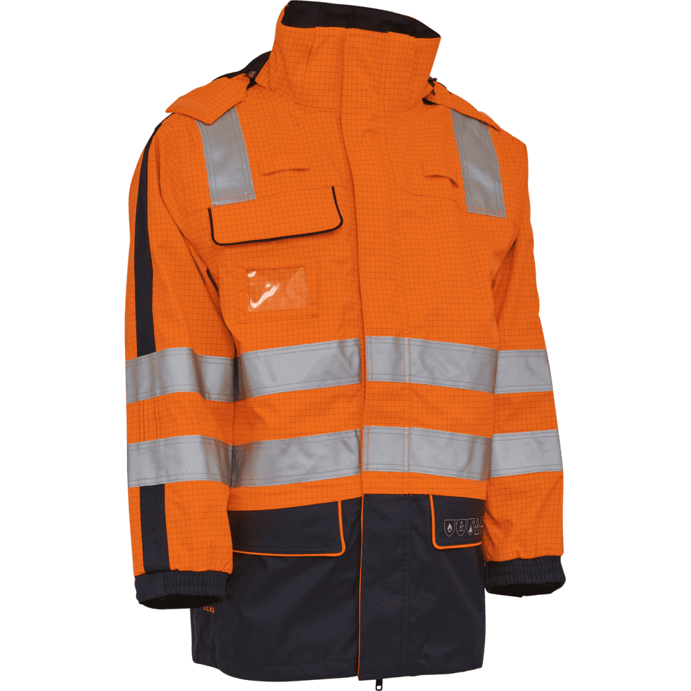 ELKA Securetech Multinorm Electric Arc Jacket 086060R #colour_hi-vis-ora-navy