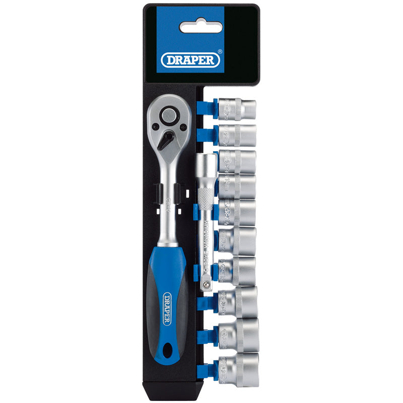 Draper 3/8" Sq. Dr. Metric Socket and Ratchet Set (12 piece)