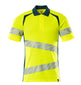 Mascot Accelerate Safe Modern Fit Polo Shirt #colour_hi-vis-yellow-dark-petroleum