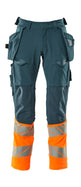 Mascot Accelerate Safe Trousers with Holster Pockets - Dark Petroleum/Hi-Vis Orange #colour_dark-petroleum-hi-vis-orange