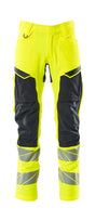 Mascot Accelerate Safe Trousers with Kneepad Pockets - Hi-Vis Yellow/Dark Navy #colour_hi-vis-yellow-dark-navy