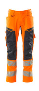 Mascot Accelerate Safe Trousers with Kneepad Pockets - Hi-Vis Orange/Dark Navy #colour_hi-vis-orange-dark-navy