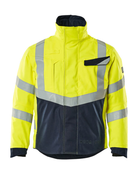 Mascot Multisafe Pilot Jacket with Quilted Lining #colour_hi-vis-yellow-dark-navy