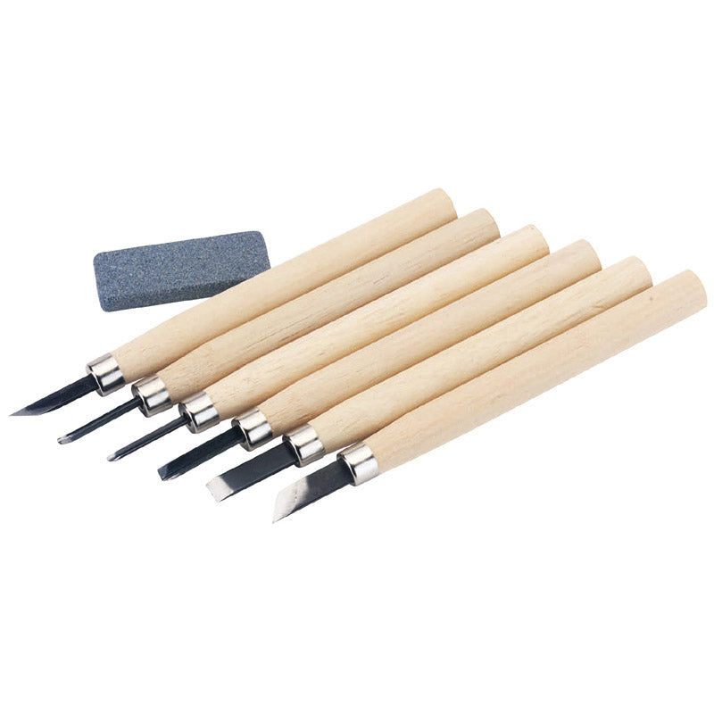 Draper Wood Carving Set with Sharpening Stone (7 Piece)