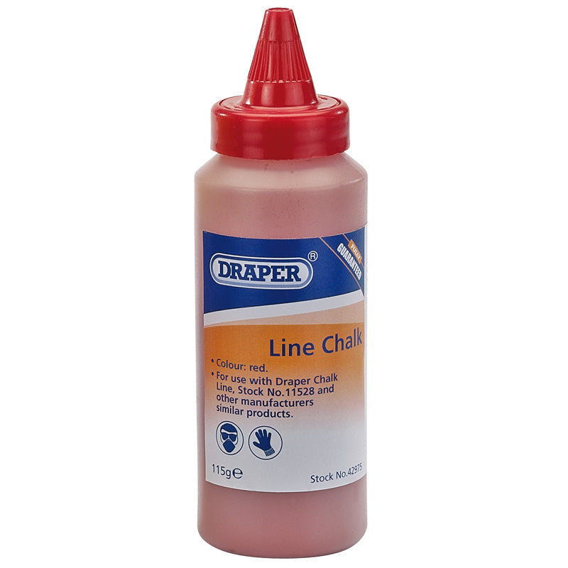 Draper 115G Plastic Bottle of Red Chalk for Chalk Line