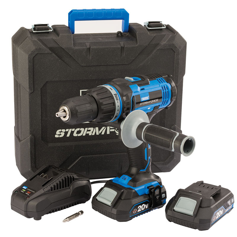 Draper Draper Stormforce&#174;  20V Combi Drill with 2 x 2.0Ah Batteries + Charger